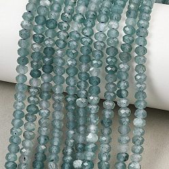 Cadet Blue Dyed Natural Whie Jade Beads Strands, Rondelle, Faceted, Cadet Blue, 4x3~3.5mm, Hole: 0.8mm, about 105~106pcs/strand, 14.57''~14.76''(37~37.5cm)