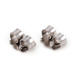 Stainless Steel Color 304 Stainless Steel Ear Nuts, Butterfly Earring Backs for Post Earrings, Stainless Steel Color, 6.2x5.3x3mm, Hole: 0.9mm
