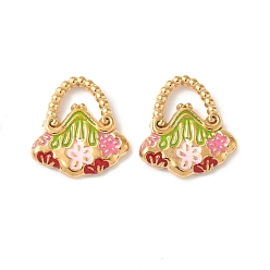 Золотой 304 нержавеющей стальной эмали подвески, пакет, ионное покрытие (ip), золотые, 16x15x2.5 мм, отверстие : 6x3 мм