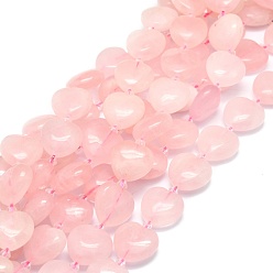 Розовый Кварц Природного розового кварца нитей бисера, сердце, 20x20x9.5 мм, отверстие : 1.2 мм, около 17 шт / нитка, 15.55'' (39.5 см)