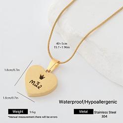 Heart 304 Stainless Steel Pendant Necklaces, Golden, Heart, 15.75 inch(40cm)