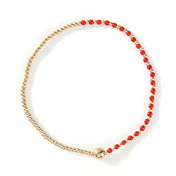 Темно-Красный Браслеты из стеклянных бусин и бусин CCB, составные браслеты для женщин, темно-красный, 7-7/8 дюйм (20 см), внутренний диаметр: 6-1/2 дюйм (16.5 см)