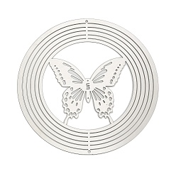 Бабочка 201 подвески для соединителей из нержавеющей стали, вырезанные лазером, плоские круглые ссылки, цвет нержавеющей стали, не тускнеет, гравированные металлические украшения, бабочка, 100x0.3 мм, отверстие : 1.6 мм