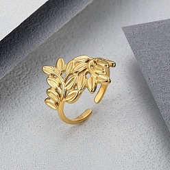 Золотой Открытое кольцо-манжета из нержавеющей стали для женщин, золотые, внутренний диаметр: регулируемый