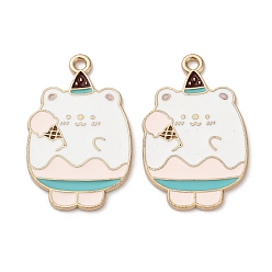 Разноцветный Подвески из эмали и сплава, медведь, золотой свет, красочный, 32.5x20.5x1.2 мм, отверстие : 2 мм