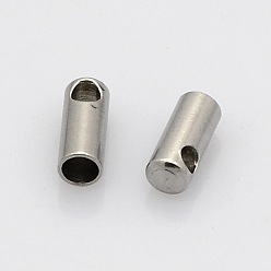 Stainless Steel Color Tarnish Resistant Tube 304 Stainless Steel Cord Ends, Stainless Steel Color, 7.5x3mm, Hole: 1.5mm, Inner Diameter: 2.2mm