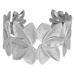 Нержавеющая Сталь Цвет Элегантные цветочные 304 браслеты-манжеты из нержавеющей стали для женщин, цвет нержавеющей стали, внутренний диаметр: 2-1/8 дюйм (5.5 см)