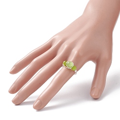 Plata Anillo de dedo con cuentas de ojo de gato, anillo envuelto en alambre de cobre ecológico para mujer, larga duración plateado, rondo, plata, tamaño de EE. UU. 8 1/4 (18.3 mm)