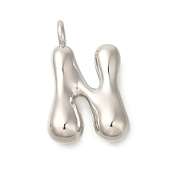 Letter N Стойки обшивки латунные подвески, без кадмия и без свинца, подвески с буквой az~z, Письмо N, 23x15x5.5 мм, отверстие : 3.5 мм