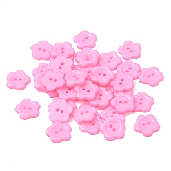 Pink Acrylic Sewing Buttons for Costume Design, Plastic Buttons, 2-Hole, Dyed, Flower Wintersweet, Pink, 16x2mm, Hole: 1mm