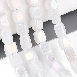 с с Покрытием AB Цветов  Гальванизировать природный кристалл кварца бусы пряди, кубоид, с покрытием AB цвета, 6~9x5~6x5~6 мм, отверстие : 1~1.2 мм, около 49~50 шт / нитка, 14.57'' (37 см)