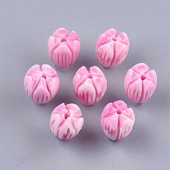 Фиолетовый Синтетических коралловых бусин, окрашенные, Бутон цветка, фиолетовые, 11.5~13x9.5~11 мм, отверстие : 1~1.5 мм