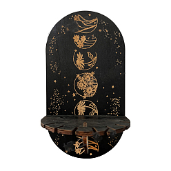 Цветок Деревянная настенная небольшая хрустальная витрина, ведьма висит держатель кристалла, подвесной подвесной маятник для биолокации из кристалла, цветочный узор, 21.5x11.6 см