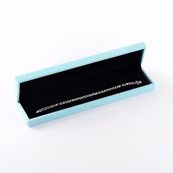 Pale Turquoise Rectangle Velvet Necklace Boxes, Jewelry Boxes, Pale Turquoise, 22.8x5.1x2.9cm