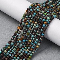 Натуральная Бирюза Бусины из натуральной бирюзы , граненые круглые, 3 мм, отверстие : 0.5 мм, около 130 шт / нитка, 14.96"~15.35" (38~39 см)