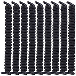 Черный 8 Пары вьющихся полиэстеровых шнурков без завязок для пружинной шнуровки, чёрные, 124x19x13 мм