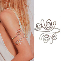 Платина Браслеты-манжеты на плечо из цветочного сплава, браслеты-повязки, платина, 2-1/2 дюйм (6.5 см)