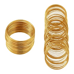 Золотой 200 круги стальная проволока с эффектом памяти, для изготовления ожерелья-воротника/браслетов-оберток, золотые, 22 датчик, 0.6 мм, 60 мм внутренним диаметром