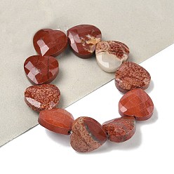 Красный Камень Натуральные красные яшмы бусы пряди, граненые, сердце, 14.5~15x15~15.5x5.5~6 мм, отверстие : 1 мм, около 10 шт / нитка, 5.51~5.71'' (14~14.5 см)