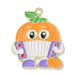 Оранжевый Сплав цинка кулон, с эмалью, фрукты, оранжевые, 31.5x24.5x1.5 мм, отверстие : 1.8 мм
