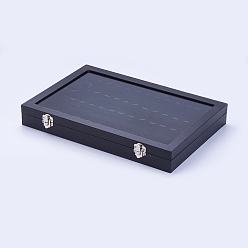 Black Wood Pendant Displays, with Ice Plush inside and Covered with Glass, Rectangle, Black, 35.1x24.1x4.7cm