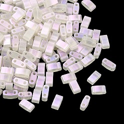 Белый Стеклянные подвески-слайды, прямоугольные, белые, 5x2.5x2 мм, отверстие : 0.8 мм, около 200 шт / упаковка