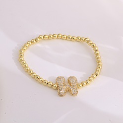 Letter W Женские браслеты из латуни с микропаве из прозрачных кубических цирконий, буквы, золотые, Буква W, 6.69 дюйм (17 см)