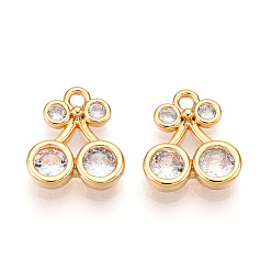 Настоящее золото 18K Латунные микро проложить кубического циркония прелести, вишня, долговечный, без никеля , реальный 18 k позолоченный, 13x11x4 мм, отверстие : 1.4 мм