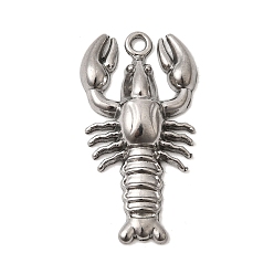 Креветка Подвески из нержавеющей стали 304, цвета нержавеющей стали, креветка, 28x15x4 мм, отверстие : 1.6 мм