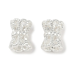 Посеребрённый Латунные бусины, без кадмия, без никеля и без свинца, цветок, 925 серебро покрытием, 7x5 мм, отверстие : 1.2 мм