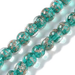 чирок Бусины ручной работы бусины золотого песка, круглые, зелено-синие, 8~8.5x7.5~8 мм, отверстие : 1.5 мм, около 48 шт / нитка, 14.02'' (35.6 см)