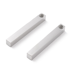 Нержавеющая Сталь Цвет Не тускнеет 304 подвеска из полированной нержавеющей стали, бар, цвет нержавеющей стали, 40x5x5 мм, отверстие : 3~3.5 мм