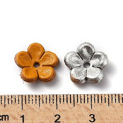 Couleur Mélangete 5 -Bonnet de perle en cuir de vachette écologique pétal, fleur, couleur mixte, 13x13x3.5mm, Trou: 1.6mm