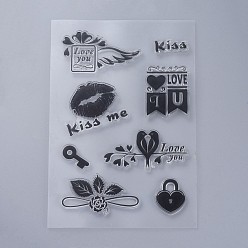Lip Silicone Stamps, for DIY Scrapbooking, Photo Album Decorative, Cards Making, Stamp Sheets, Valentine's day Themed Pattern, 160x110x3mm