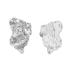 Real Platinum Plated Brass Twist Stud Earring Findings, for Half Drilled Beads, with Vertical Loops, Cadmium Free & Nickel Free & Lead Free, Real Platinum Plated, 20.5x13mm, Hole: 1.6mm, Pin: 0.7mm