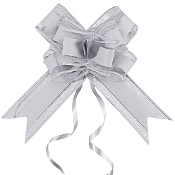 Серебро Пластиковые банты-завязки, подарочная лента для свадебного дня рождения, серебряные, 765x50x1 мм, готовая продукция: 215x175 мм
