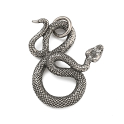 Античное Серебро 316 хирургические подвески из нержавеющей стали, с целью перехода в кольце, очарование змеи, античное серебро, 43.5x35x7.5 мм, отверстие : 7.5 мм