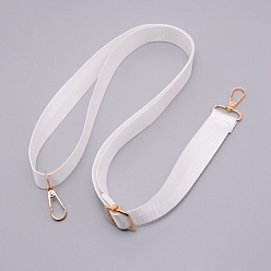 White Adjustable Polyester Shoulder Straps, with Zinc Swivel Clasps, for Bag Straps Replacement Accessories, Light Gold, White, 729x25.5~36mm