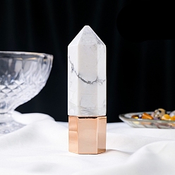 Howlite Hexagonal Prism Natural Howlite Roller Ball Bottles, Essential Oil Bottles, 2.5x2.5x9.3cm