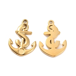 Real 18K Gold Plated Ion Plating(IP) 304 Stainless Steel Pendant Cabochon Settings, Anchor, Real 18K Gold Plated, 23x15.5x2mm, Hole: 1.8mm, Tray: 3mm
