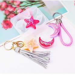 Звезда Силиконовые формы для звезд и луны на тему астрономии, формы для литья смолы, для уф-смолы, изготовление изделий из эпоксидной смолы, 55x71x16 мм, внутренний диаметр: 31x21~32 мм