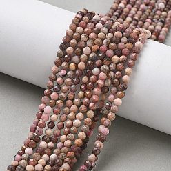 Родонит Природные родонит бисер нитей, граненые, круглые, 3.8 мм, отверстие : 0.6 мм, около 104 шт / нитка, 15.55'' (39.5 см)