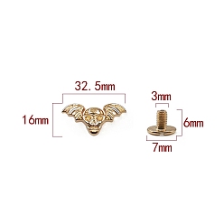 Light Gold Zinc Alloy Decorative Buttons, Skull, Light Gold, 1.6x3.25cm