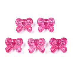 Camellia Transparent Spray Painted Glass Beads, Bowknot, Camellia, 14x16x6mm, Hole: 1mm