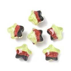 Темно-Красный Прозрачные акриловые бусины, бусины ручной работы, звезда, с блестящей пудрой и эмалью, темно-красный, 19~19.5x20.5~21x16 мм, отверстие : 2 мм