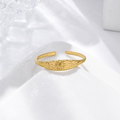 Золотой Цветок 304 открытые манжеты из нержавеющей стали для женщин, золотые, регулируемый, 4 мм