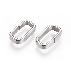 Stainless Steel Color Tarnish Resistant 201 Stainless Steel Linking Rings, Rectangle, Stainless Steel Color, 9x5x2mm, Inner Diameter: 3x7mm