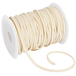 Beige 50m cordon élastique plat, avec bobine en plastique, beige, 5mm