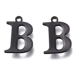 Letter B 304 прелести нержавеющей стали, лазерная резка, алфавит, электрофорез черный, letter.b, 12x8.5x0.8 мм, отверстие : 1 мм