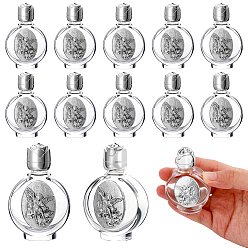 Античное Серебро 12 шт. стеклянных пустых бутылок для святой воды для религиозных целей, с крышкой из розового цинкового сплава, античное серебро, 4.4x2.3x6.8 см, емкость: 15 мл (0.51 жидких унций)